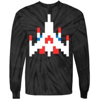 Retro 80's Computer Game Space Ship Tie-Dye Long Sleeve Shirt