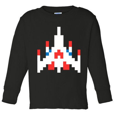 Retro 80's Computer Game Space Ship Toddler Long Sleeve Shirt
