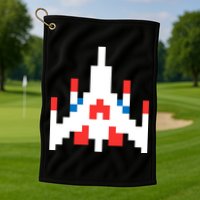 Retro 80's Computer Game Space Ship Golf Towel