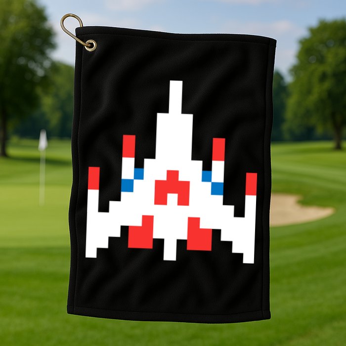 Retro 80's Computer Game Space Ship Golf Towel