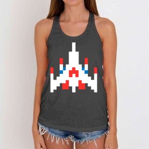 Retro 80's Computer Game Space Ship Women's Knotted Racerback Tank