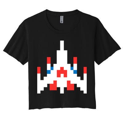 Retro 80's Computer Game Space Ship Crop Top