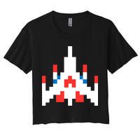 Retro 80's Computer Game Space Ship Crop Top