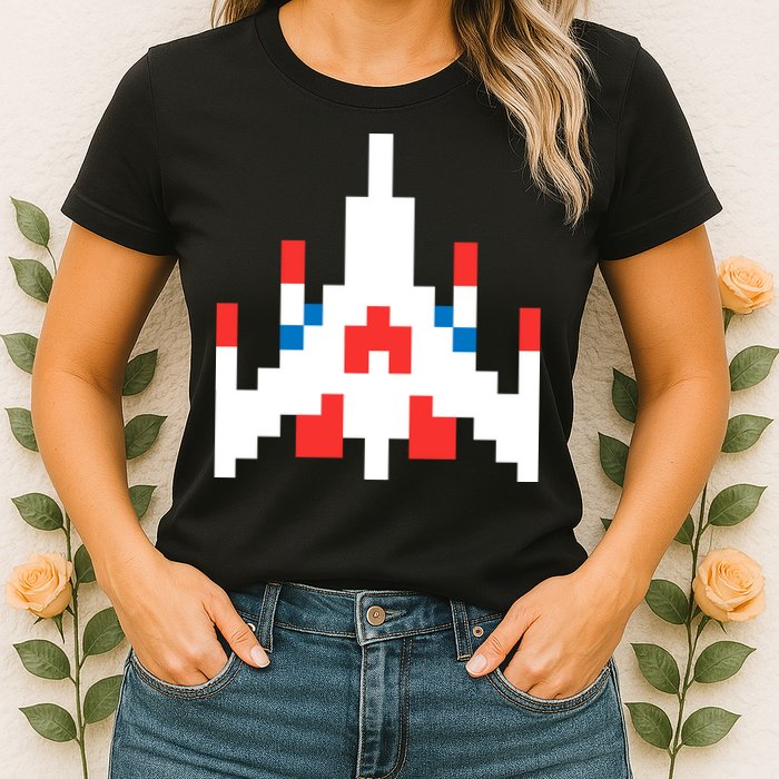Retro 80's Computer Game Space Ship Womens T-Shirt
