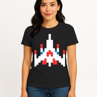 Retro 80's Computer Game Space Ship Womens T-Shirt
