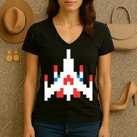 Retro 80's Computer Game Space Ship Women's V-Neck T-Shirt