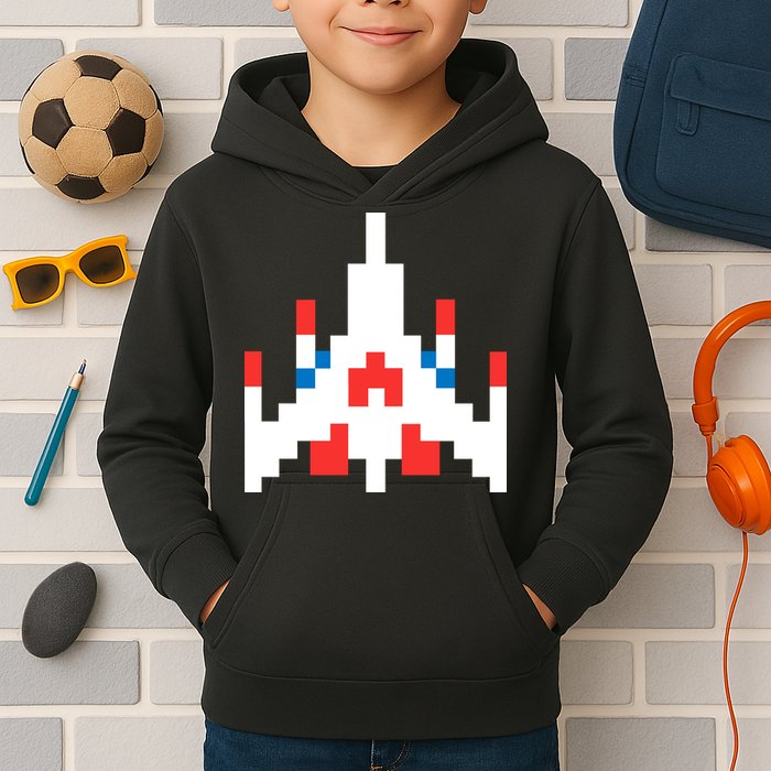 Retro 80's Computer Game Space Ship Kids Hoodie