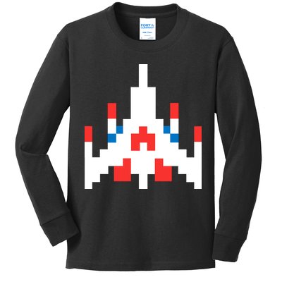 Retro 80's Computer Game Space Ship Kids Long Sleeve Shirt