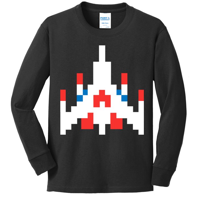 Retro 80's Computer Game Space Ship Kids Long Sleeve Shirt