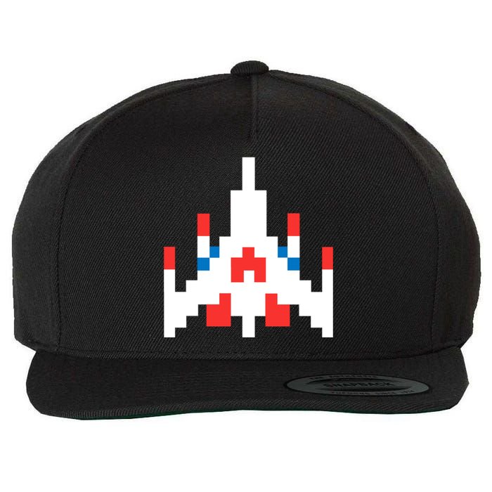 Retro 80's Computer Game Space Ship Wool Snapback Cap