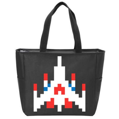 Retro 80's Computer Game Space Ship Zip Tote Bag