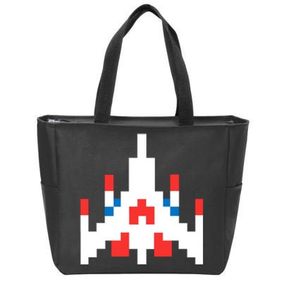 Retro 80's Computer Game Space Ship Zip Tote Bag