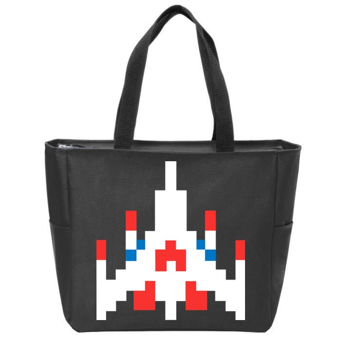 Retro 80's Computer Game Space Ship Zip Tote Bag