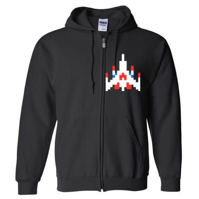 Retro 80's Computer Game Space Ship Full Zip Hoodie