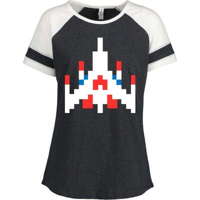 Retro 80's Computer Game Space Ship Enza Ladies Jersey Colorblock Tee