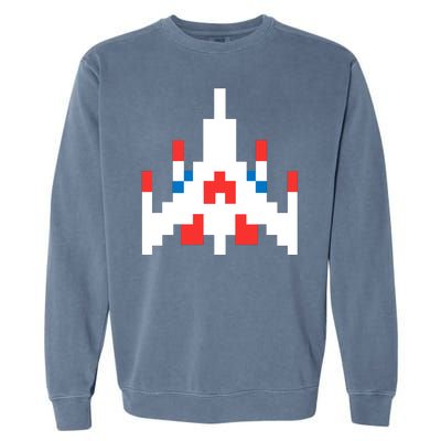 Retro 80's Computer Game Space Ship Garment-Dyed Sweatshirt