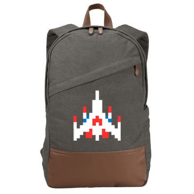 Retro 80's Computer Game Space Ship Cotton Canvas Backpack