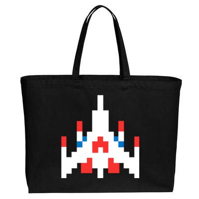 Retro 80's Computer Game Space Ship Cotton Canvas Jumbo Tote