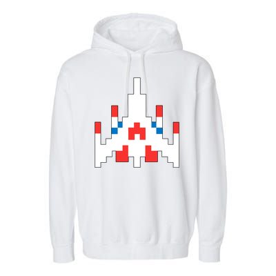 Retro 80's Computer Game Space Ship Garment-Dyed Fleece Hoodie