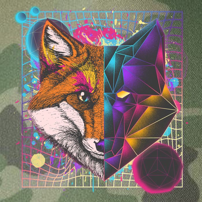 Retro 80's Digital Polygon Fox Legacy Tie Dye Trucker Hat
