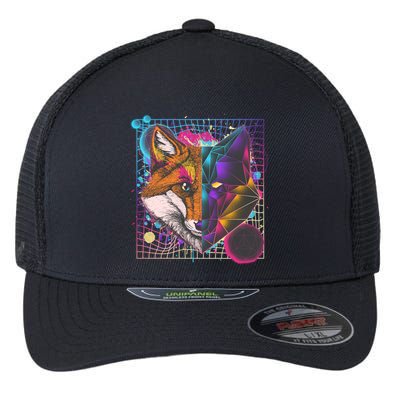Retro 80's Digital Polygon Fox Flexfit Unipanel Trucker Cap
