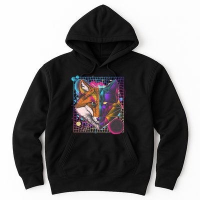 Retro 80's Digital Polygon Fox Hoodie