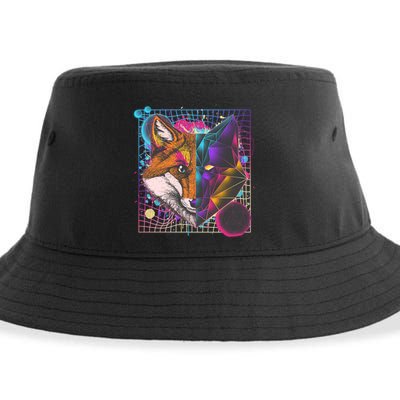Retro 80's Digital Polygon Fox Sustainable Bucket Hat