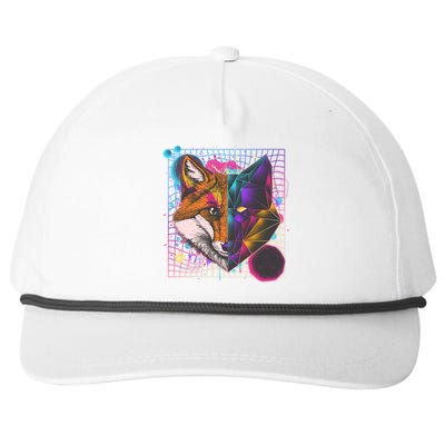 Retro 80's Digital Polygon Fox Snapback Five-Panel Rope Hat