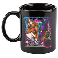 Retro 80's Digital Polygon Fox 11oz C Handle Ceramic Mug