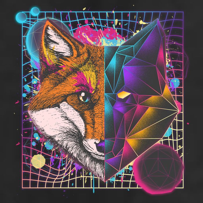 Retro 80's Digital Polygon Fox Beanie