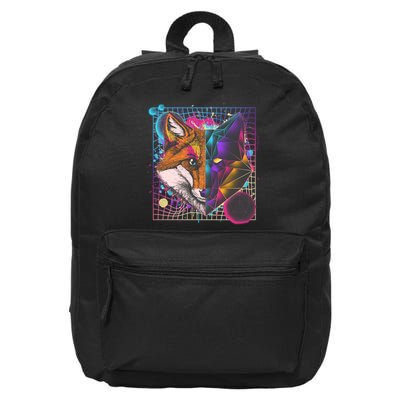 Retro 80's Digital Polygon Fox 16 in Basic Backpack