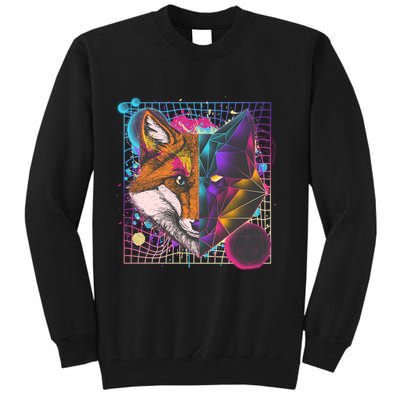 Retro 80's Digital Polygon Fox Tall Sweatshirt