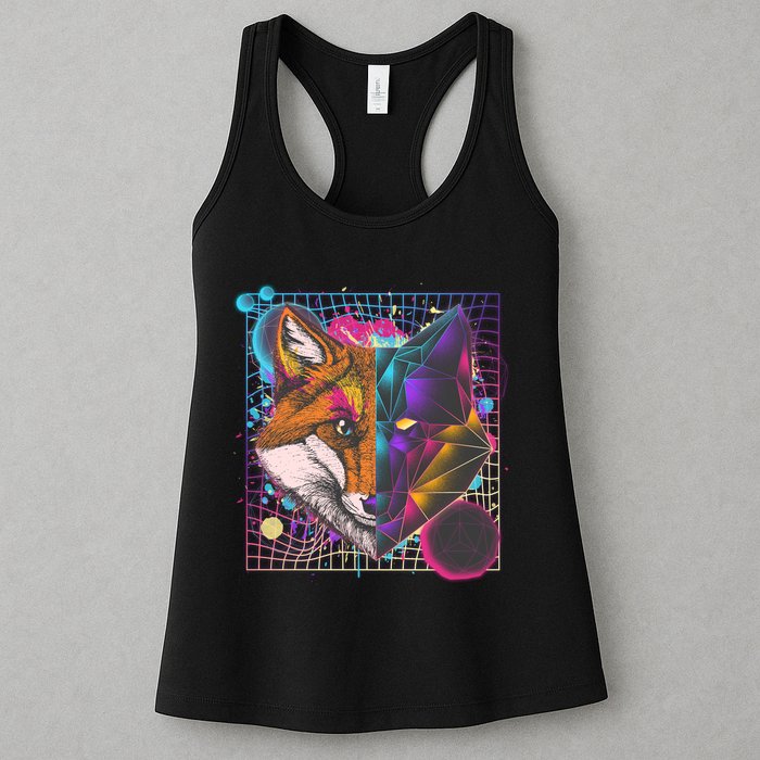 Retro 80's Digital Polygon Fox Womens Tank Top