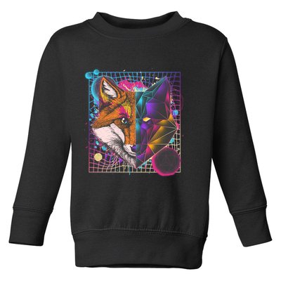 Retro 80's Digital Polygon Fox Toddler Sweatshirt