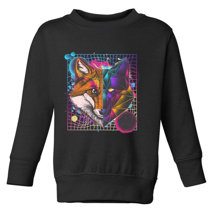 Retro 80's Digital Polygon Fox Toddler Sweatshirt