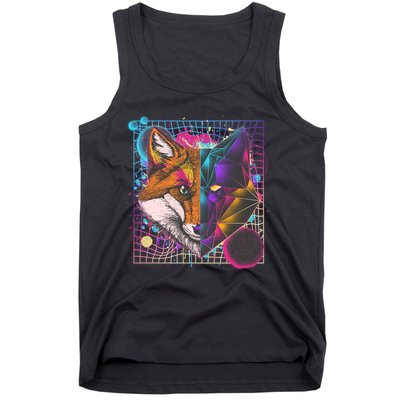 Retro 80's Digital Polygon Fox Tank Top