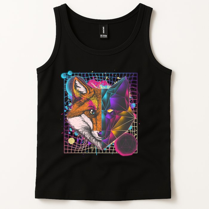 Retro 80's Digital Polygon Fox Tank Top