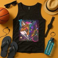Retro 80's Digital Polygon Fox Tank Top
