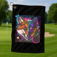 Retro 80's Digital Polygon Fox Golf Towel