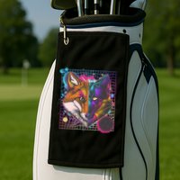 Retro 80's Digital Polygon Fox Golf Towel
