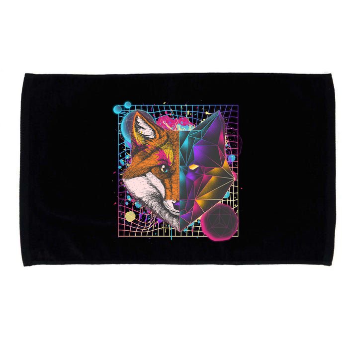 Retro 80's Digital Polygon Fox Microfiber Hand Towel