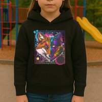 Retro 80's Digital Polygon Fox Kids Hoodie