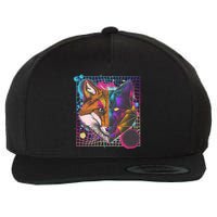 Retro 80's Digital Polygon Fox Wool Snapback Cap