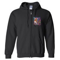 Retro 80's Digital Polygon Fox Full Zip Hoodie