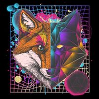 Retro 80's Digital Polygon Fox Full Zip Hoodie