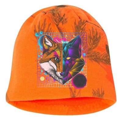 Retro 80's Digital Polygon Fox Kati - Camo Knit Beanie