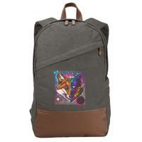 Retro 80's Digital Polygon Fox Cotton Canvas Backpack