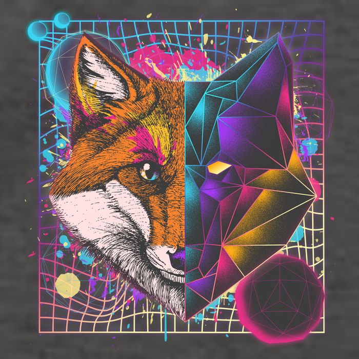 Retro 80's Digital Polygon Fox Vector Backpack