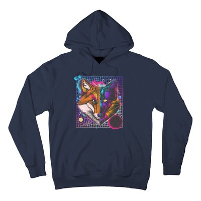 Retro 80's Digital Polygon Fox Hoodie