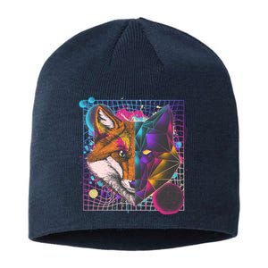 Retro 80's Digital Polygon Fox Sustainable Beanie